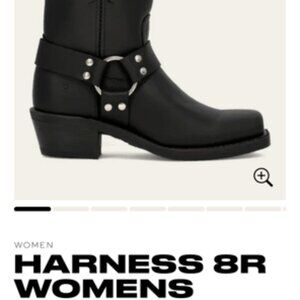 Black Leather Frye Harness Boots
